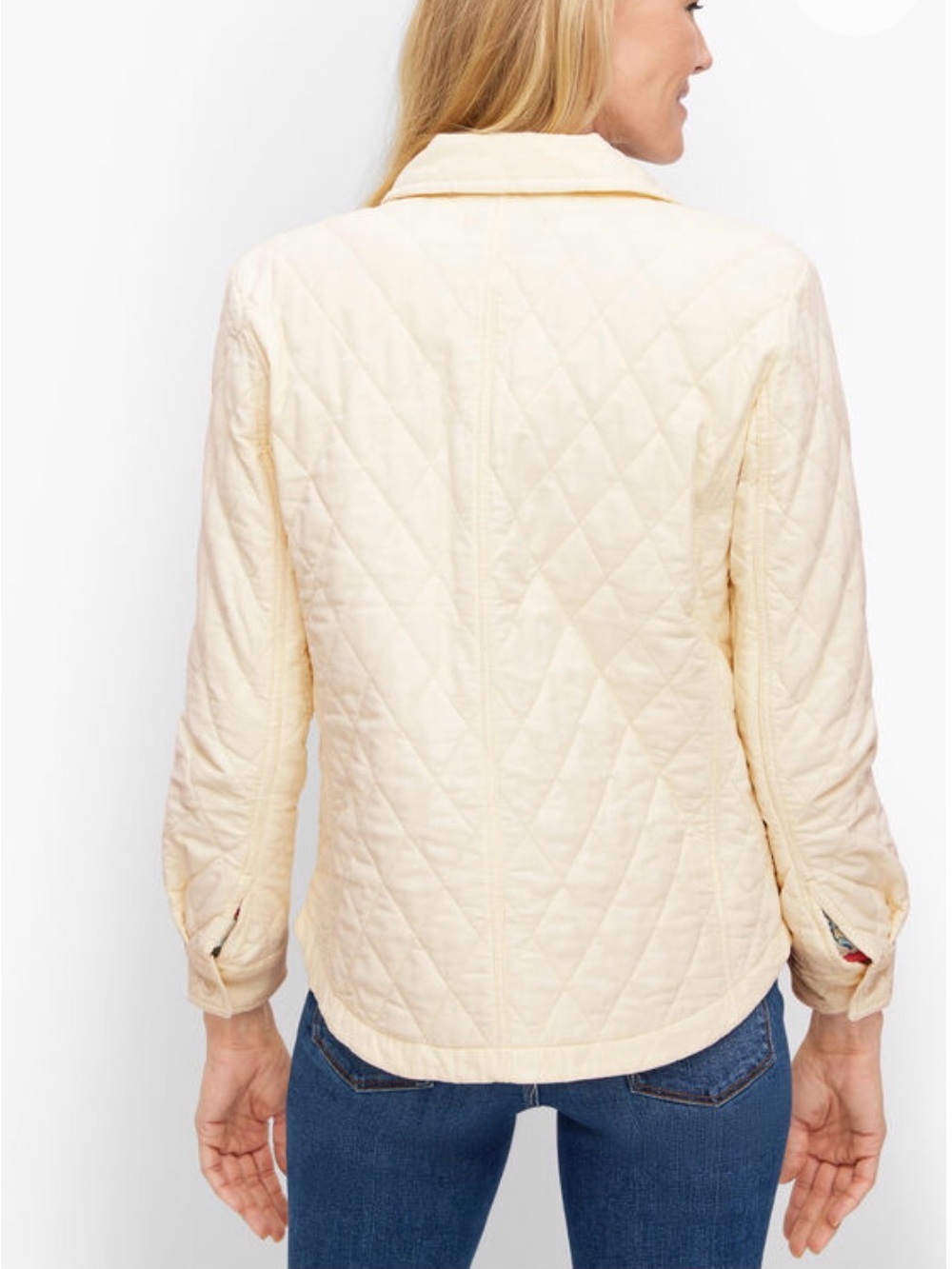 Talbots Quilted Corduroy Jacket Women’s M Ivory Cream Shacket Barn Coat